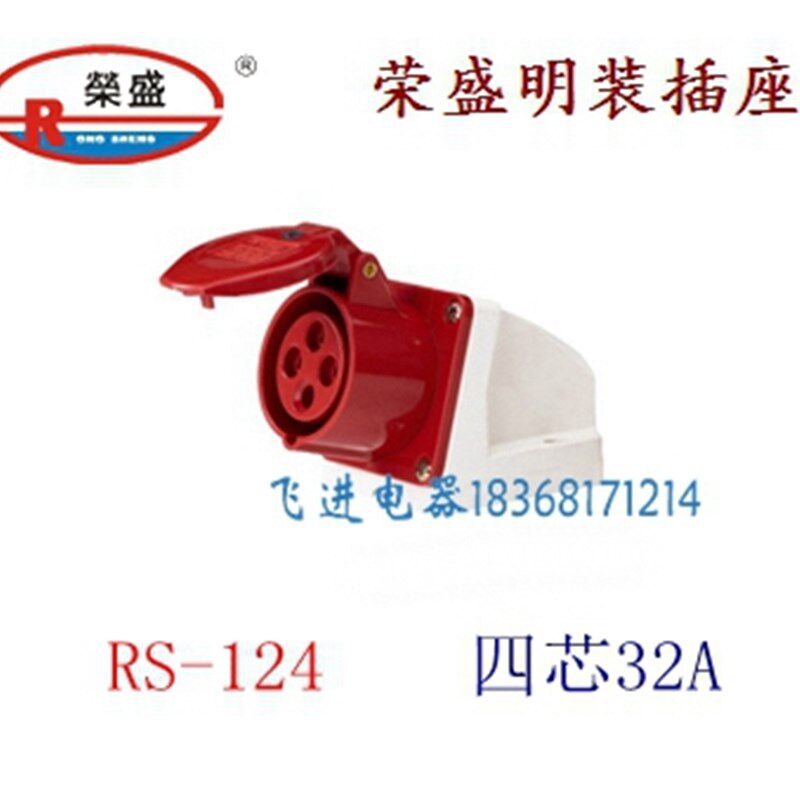 荣盛CEIRSIEC工业防水明装插座RS-124 航空插座 4芯32A 380V 母头
