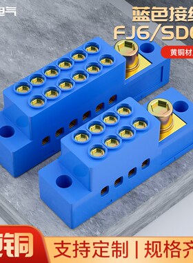FJ6/SDGW蓝色接线盒单极1进4出6出9出12出15出接线端子排国网