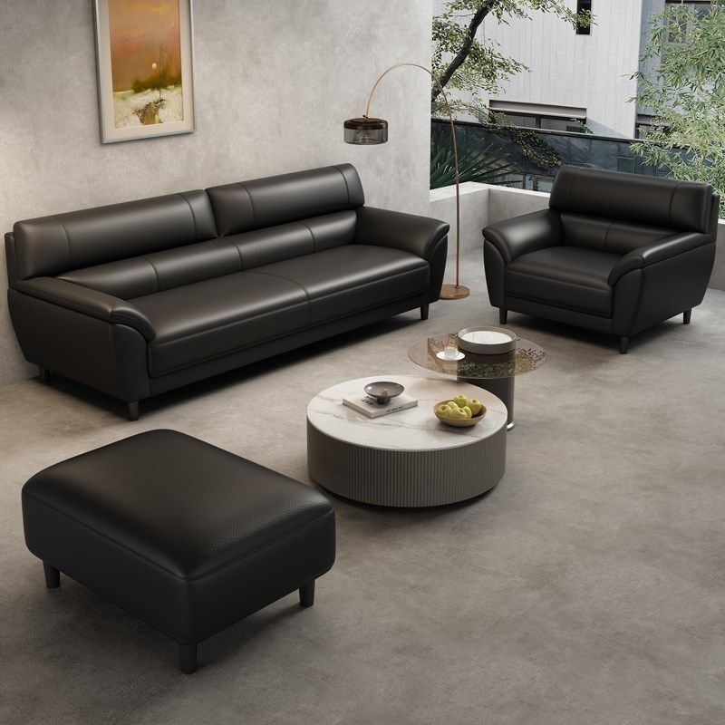 办公沙发极简真皮沙发客厅小户型双人茶几组合黑色三人位现代简约,商业/办公家具,沙发,淘宝优惠券,粉丝福利购,淘宝优惠卷