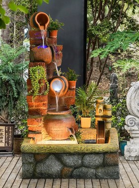 假山流水喷泉摆件循环水庭院花园鱼池布置露台室内景观造景装饰品