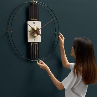 EMITDOOG免打孔北欧轻奢钟表挂钟客厅大尺寸时钟现代简约装饰墙