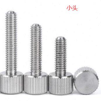 304不锈钢平头小头手拧螺丝滚花手拧螺钉M5M6 头部直径厚度10x8mm