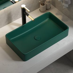 北欧墨绿色陶瓷台上盆洗手卫生间脸盆阳台面盆家用单盘洗漱水池子