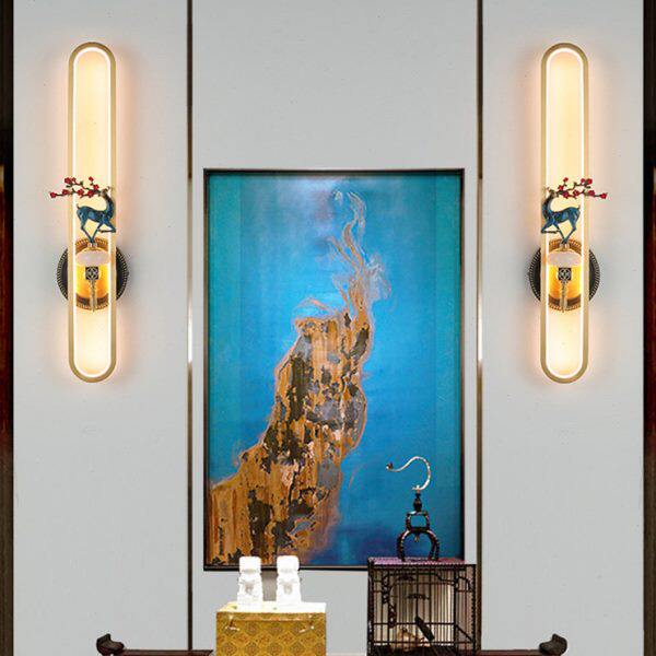 新中式全铜壁灯卧室床头现代轻奢创意酒店灯别墅走廊客厅背景墙灯
