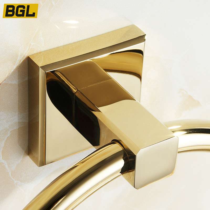 BGL免打孔毛巾挂环金色全铜圆形浴室毛巾架圆环毛巾圈浴室收纳