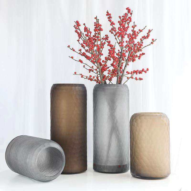 HJM-北欧复古蜂巢经典磨刻透明玻璃花瓶简约创意花器家居软装摆件