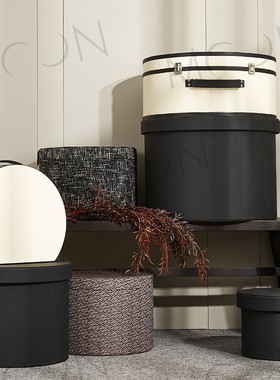 慕空间样板房收纳盒衣帽间装饰品布艺收纳桶花艺道具软装摆件组合