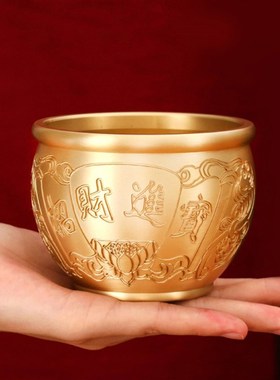 黄铜米缸聚财百福招财米缸家用办公室客厅玄关纯铜存钱罐聚宝盆