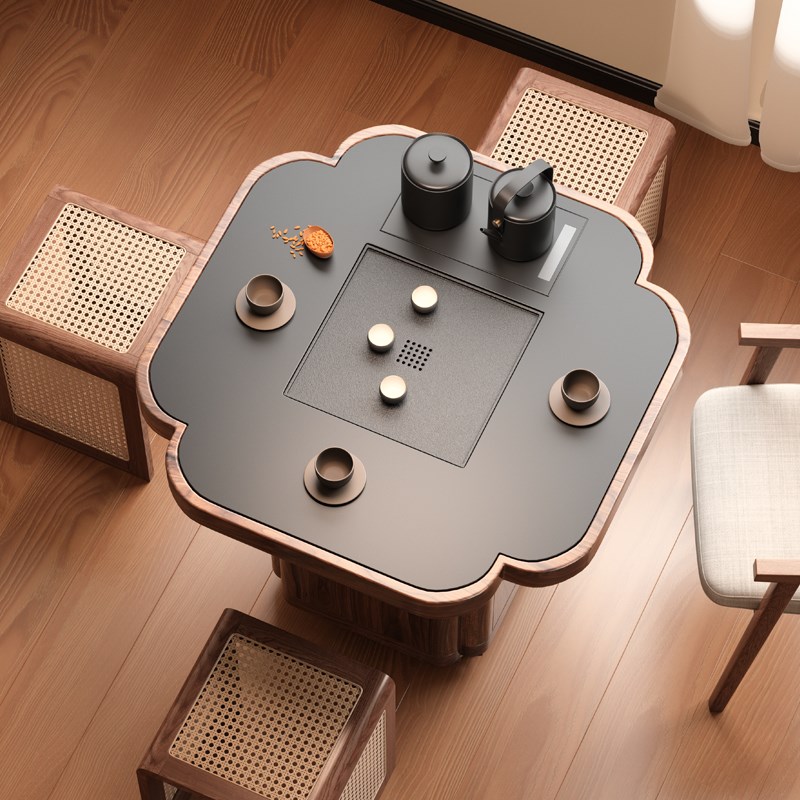 木小咖 实木可移动茶桌客厅茶水柜带煮茶小户型阳台小茶台茶几