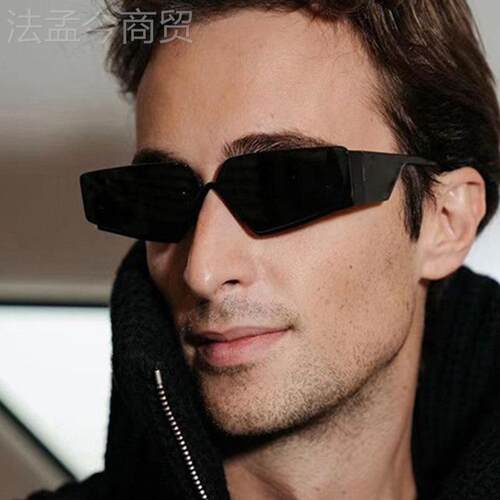 来镜感辣妹无框太阳Y2未K墨镜2023街新款欧IJL美复古拍太阳眼镜个