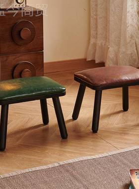 鞋实木小凳子现代简约门口RZN换厅凳家用卫生间客茶矮凳几凳软包