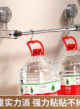 吸盘毛架巾卫间生免打孔室伸缩毛巾杆置物架洗手间浴83107巾浴收