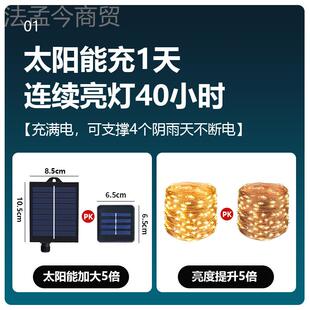 户外防水新款大U配SB太阳能灯串控制器铜板线灯件圣诞彩灯电ENW池