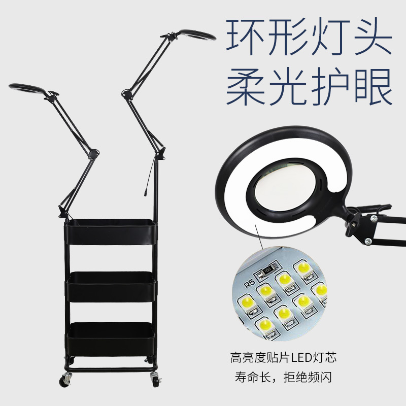 维修工具车带灯三层小推车多功能车间移动架子收纳汽X车汽修手推
