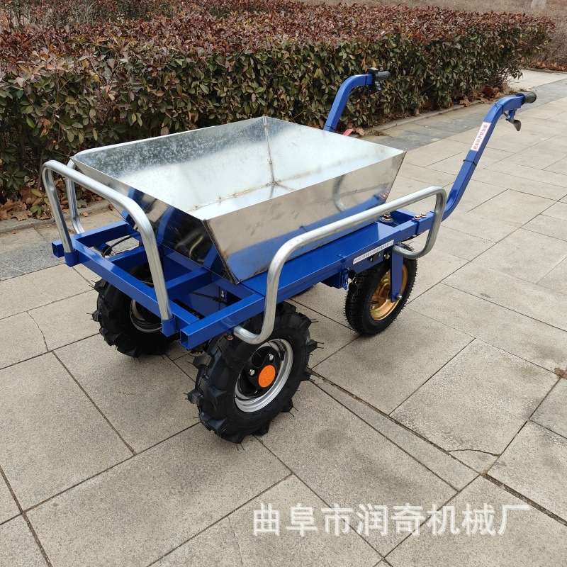 稻田运秧苗单人手推式独轮车 节省人力电动农用平板手推车
