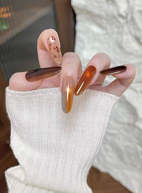 梵甲优品C467撞色拼搭豹纹可拆卸预制穿戴甲 10片装