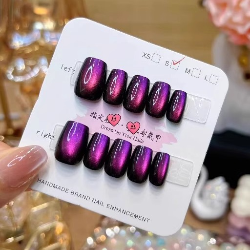 梵甲优品C387魅影紫玻璃珠穿戴甲