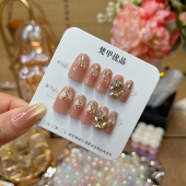 梵甲优品C443钻球微笑猫眼可拆卸预制穿戴甲 10片装