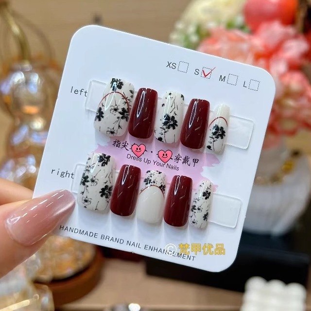 梵甲优品C376国风水墨穿戴美甲