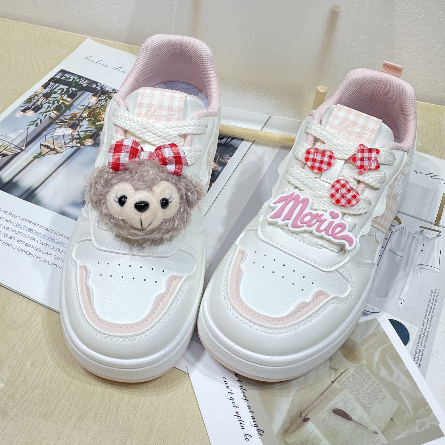 卡通可爱小熊毛绒鞋带扣