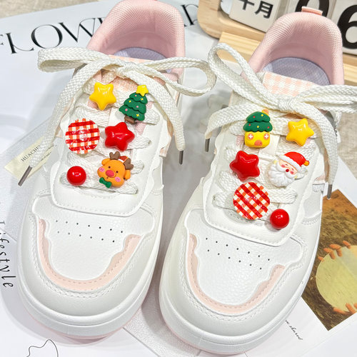 圣诞卡通可拆卸小白鞋鞋扣鞋带扣