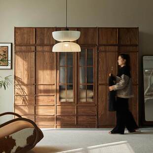 三马家具 北美黑胡桃木衣柜储物柜卧室收纳衣橱衣柜 传美衣柜