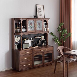 三马家具 北美黑胡桃木餐边柜实木柜复古收纳柜 玫瑰餐边柜