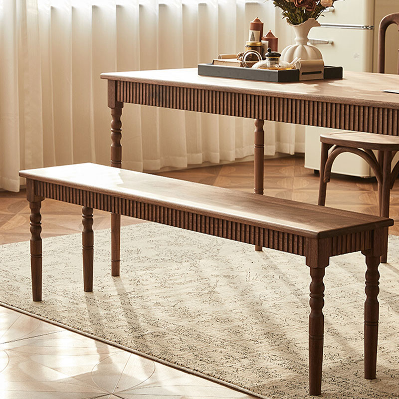 传匠木作“朵可丽”北美黑胡桃木长凳法式复古长条凳大板凳床尾凳