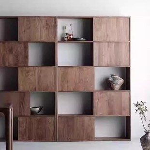 三马家具“藏书阁”北美黑胡桃木书柜储物收纳柜展示架原木置物柜