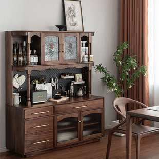 三马家具 北美黑胡桃木餐边柜实木柜复古收纳柜 玫瑰餐边柜