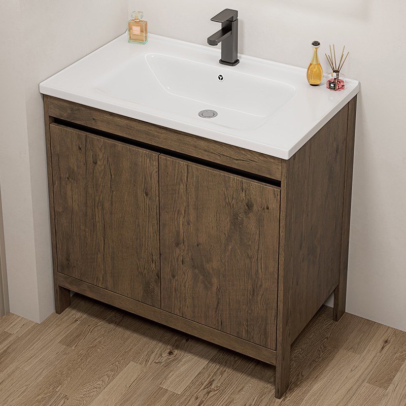 落地式洗手盆柜组合太空铝浴室柜卫生间洗脸盆家用陶瓷一体洗漱台