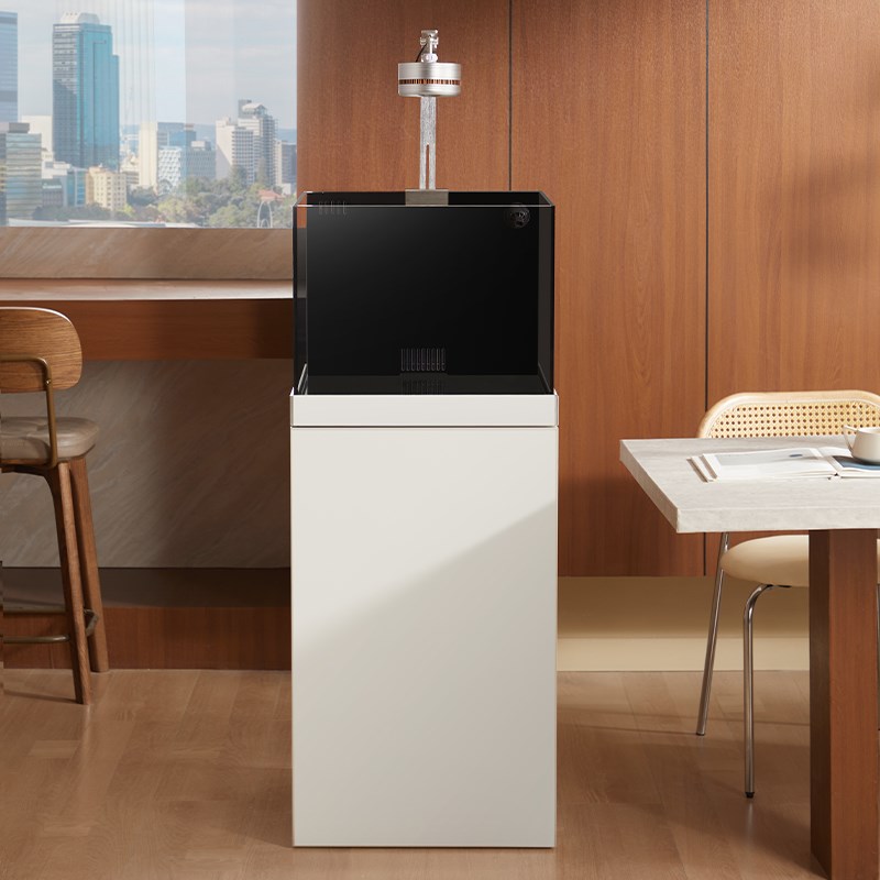 yee2025新款窄溢流50方缸超白玻璃底滤背滤溪流缸客厅家用水族箱