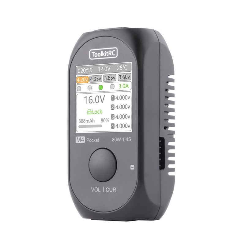 ToolkitRC M4 Pocket口袋平衡充电器DC80W 1-4S IPS广视角 高精度