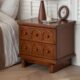 润家家居法式 复古实木床头柜卧室床边柜中古拱形抽屉收纳储物柜