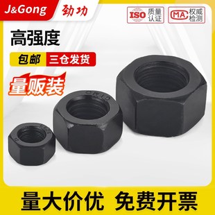 高强度六角螺母 M6M8M10M12M16M20M24M27M30 8级10级12.9级螺丝帽