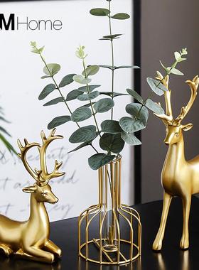 招财鹿摆件轻奢高档创意酒柜客厅办公桌面家居装饰品乔迁新居礼品