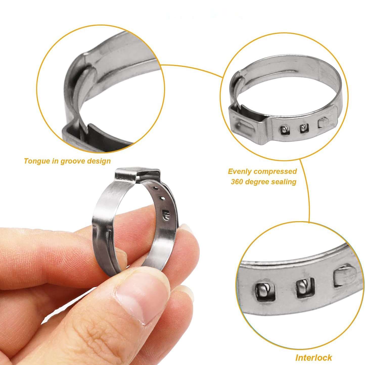 跨境 145pcs盒装304不锈钢快速固定,卡箍喉箍抱箍管卡组合套装