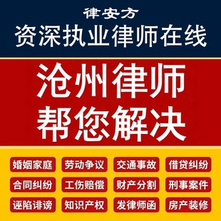 沧州离婚律师代写协议诉状企业公司合同审核网上起诉立案欠钱不还