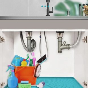 橱柜下水管槽防潮湿硅胶垫厨房洗碗沥水防滑橱柜垫污水隔离防潮垫