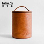 吉卡尼精致生活简约真皮洗漱包男女水桶收纳包出差便携圆桶化妆包