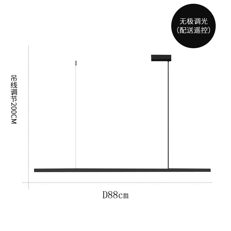 意式全铜长条餐厅吊灯现代简约几何办公室岛台吧台黑色一字餐桌灯
