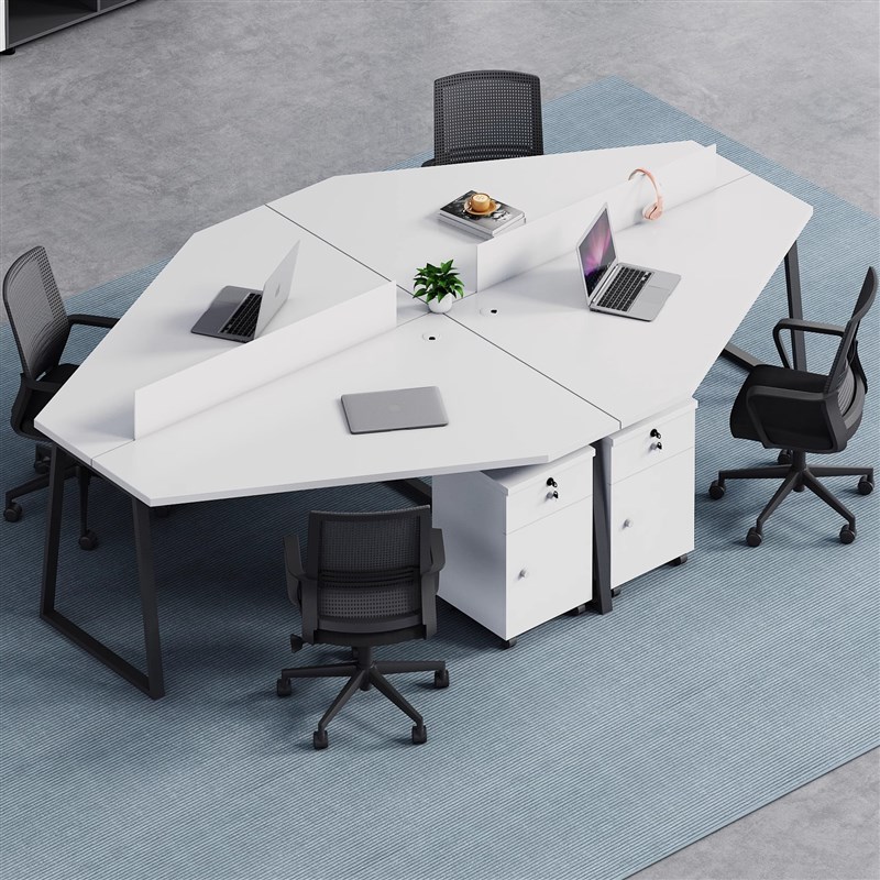 异形3/6人位办公桌创意职员桌椅组合屏风办公工位职员桌卡位