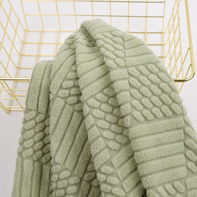 现货提花摇粒绒加厚涤氨斜点点菠萝格单刷单摇弹力抱枕沙发布