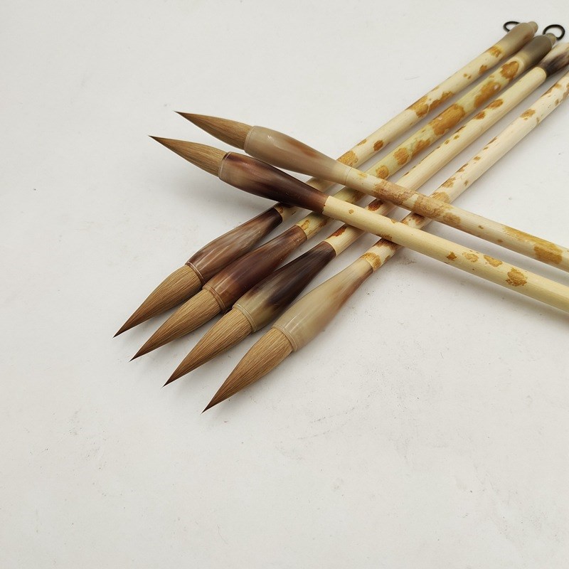 寻艺轩纯狼毫毛笔牛角斗内外上下一口料纯辽尾毛笔书法创作毛笔