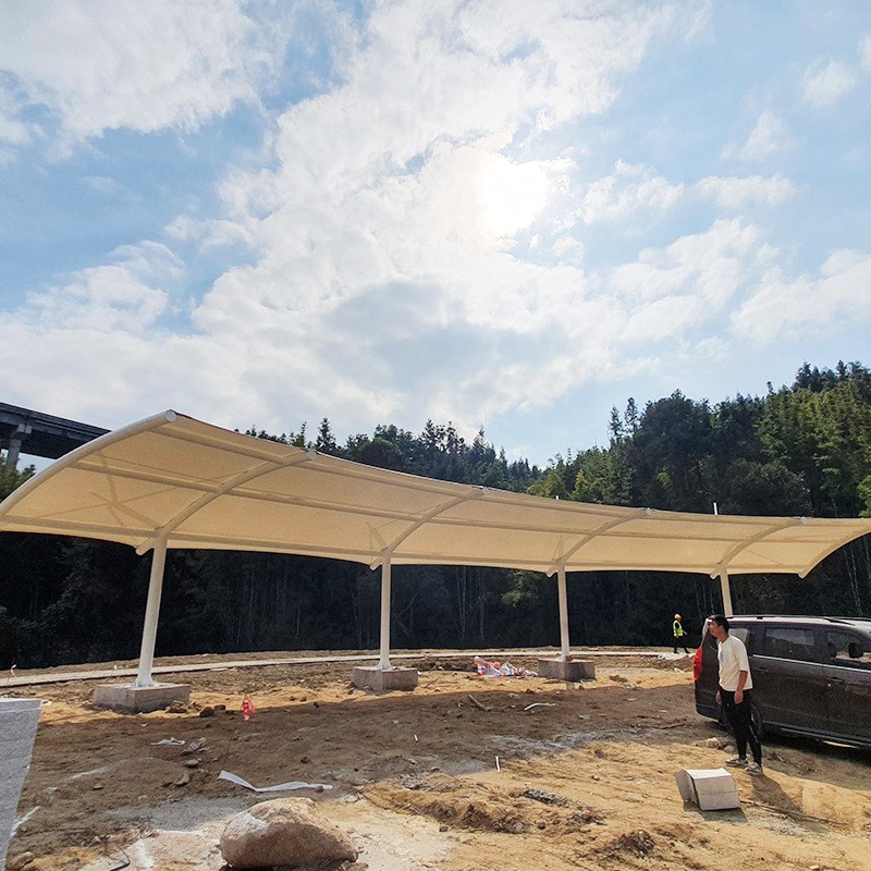 广州从化河道景观雨棚定 制户外膜结构停车棚汽车棚遮阳雨棚安装