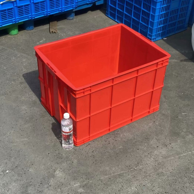 长方形蓝色熟胶多功能加厚工业塑料周转箱可带盖收纳整理运输胶箱