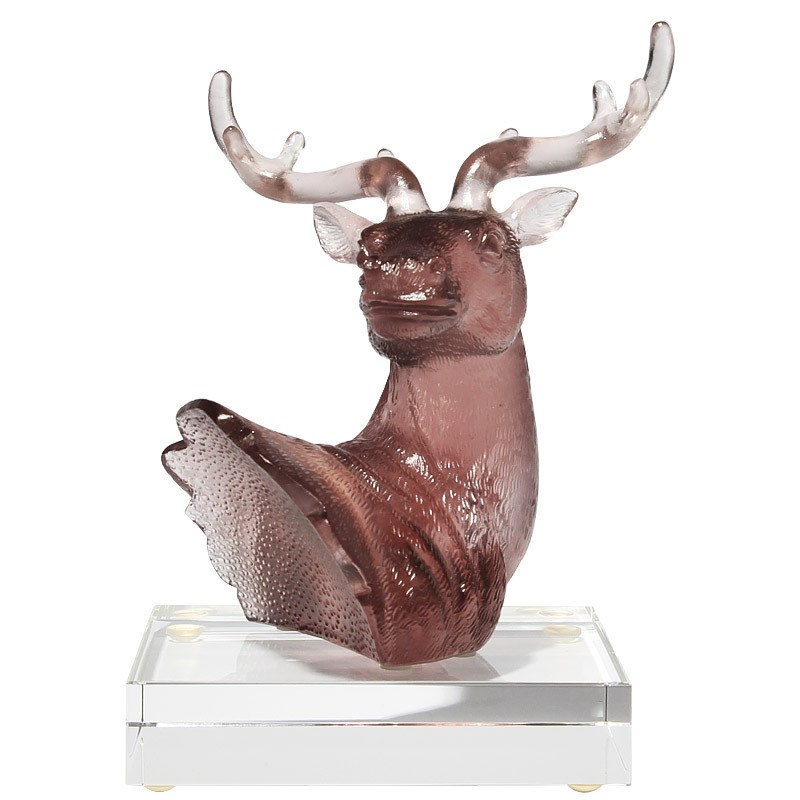 琉璃鹿头装饰摆件玻璃工艺品客厅艺术创意现代简约办公室梅花鹿