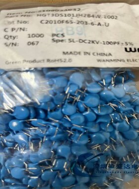 100PF 2KV 101K 万明瓷片电容 101 2000V 高压瓷片 SL P5