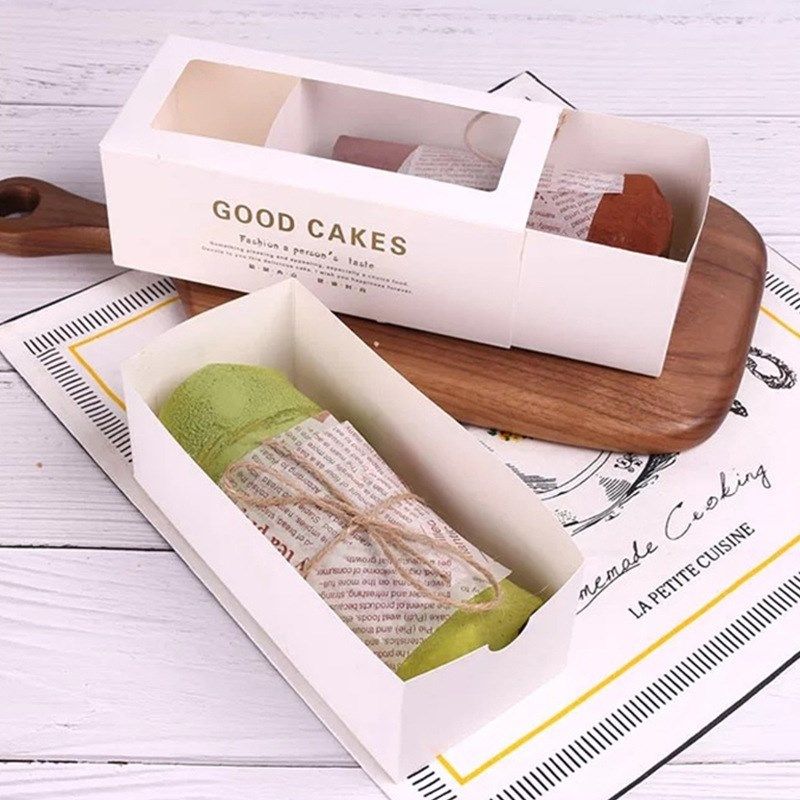 烘焙网红毛巾卷蛋糕包装盒 蛋糕卷瑞士卷西点盒 长款打包抽屉纸盒