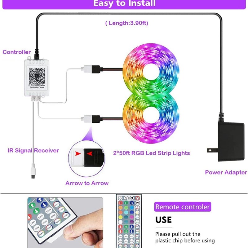 跨境热销 RGB5050音乐声控定时灯带套装七彩滴胶防水变色氛围灯条